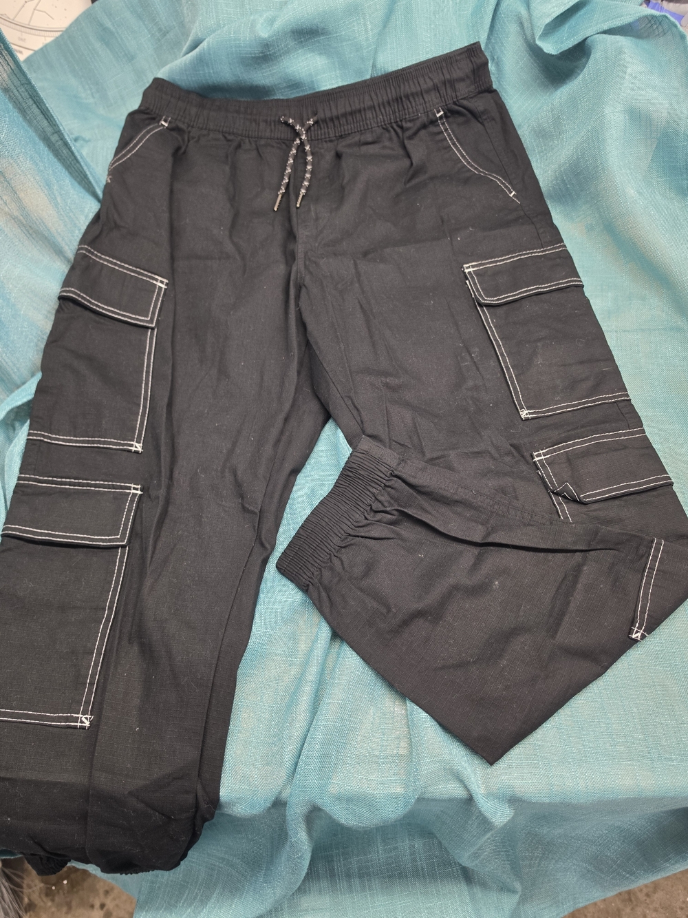 Rue21 Black Cargo Crop Joggers with White Contrast Stitching